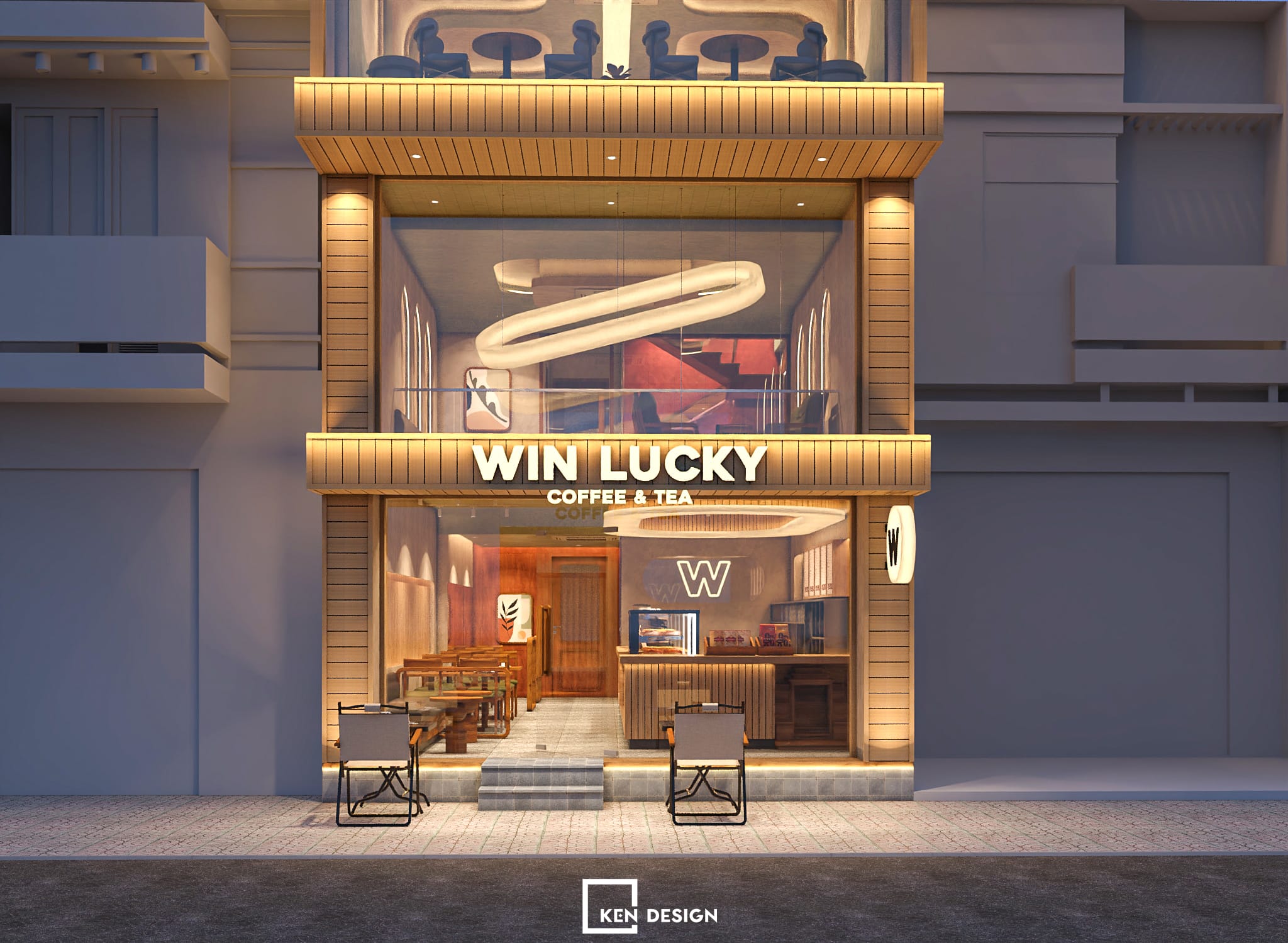 Thiết kế quán Win Lucky coffee & tea